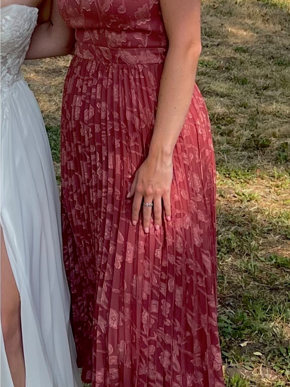 Pleated Floral Maxi Dress in Dusty Rose